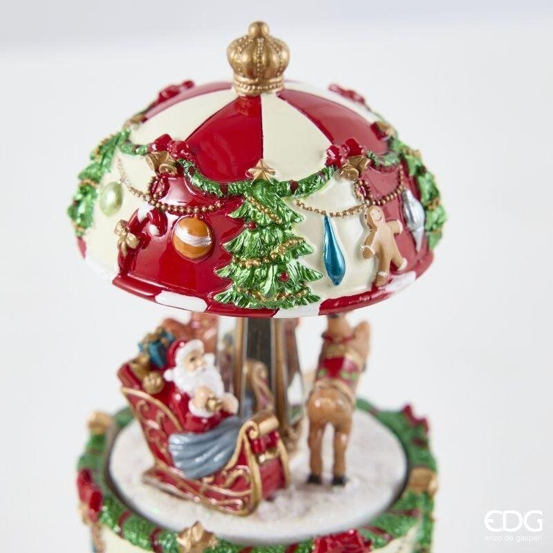 EDG Enzo De Gasperi Carrillón Papá Noel con Trineo H17 Ø8,5 cm Verde Rojo – Decoración Navideña