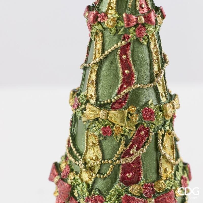 EDG Enzo De Gasperi Pino Decoglitter Verde Rosso H47 Ø13 cm – Decoración de Navidad