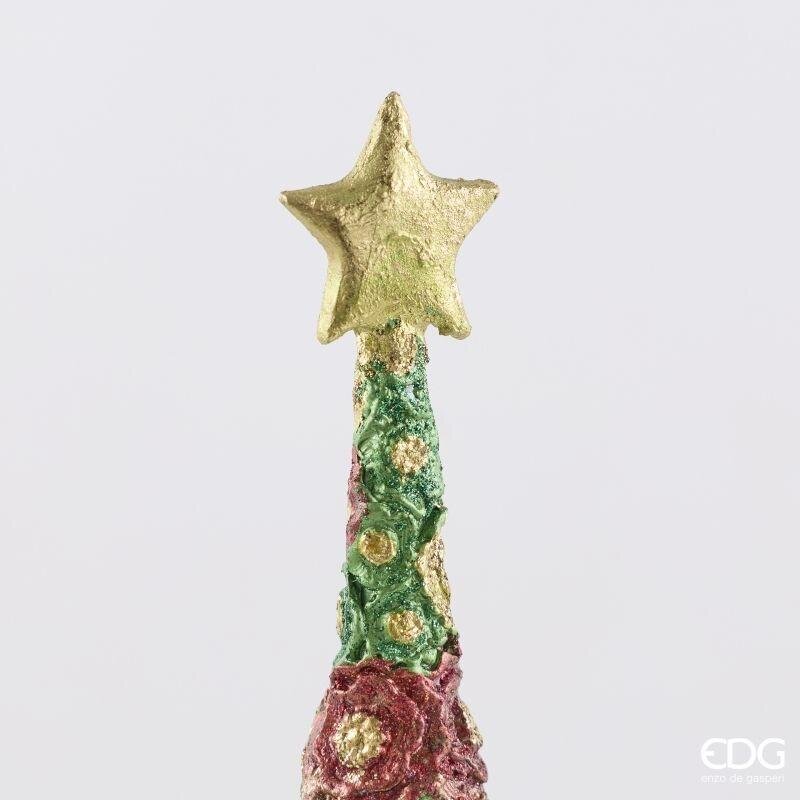 EDG Enzo De Gasperi Pino Decoglitter Verde Rosso H36 Ø11 cm – Decoración de Navidad