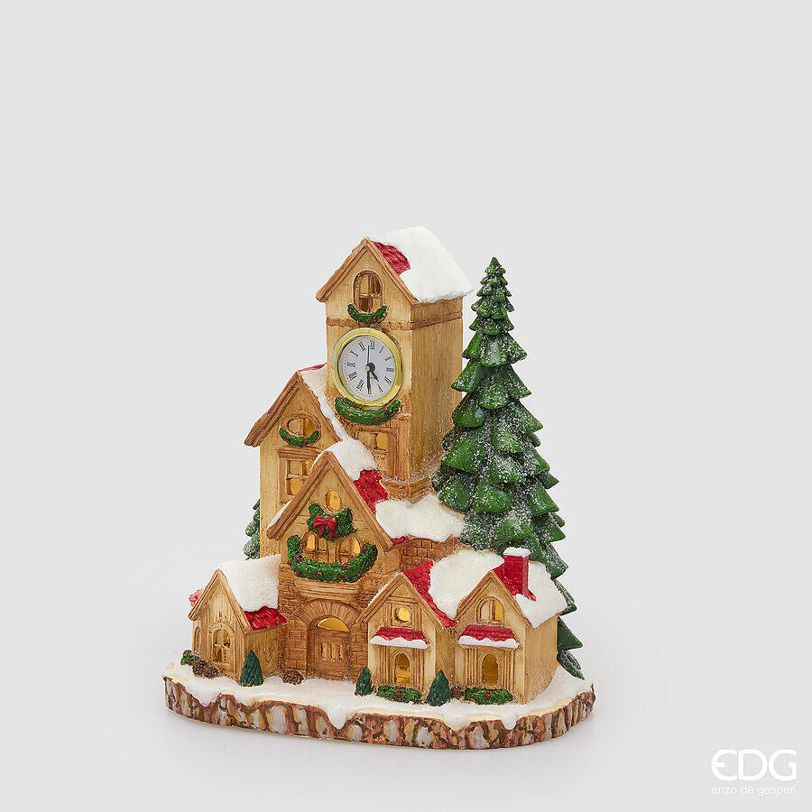 EDG Enzo De Gasperi Decoración Casa Cucù con LED Marrón 26x17xH28 cm – Decoración Navideña