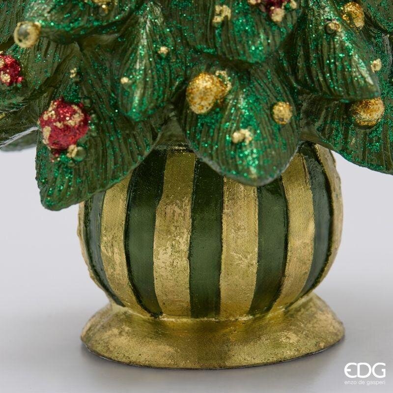 EDG Enzo De Gasperi Decoro Pino Decoglitter Verde Rosso H33 Ø15 cm – Decoración Navideña