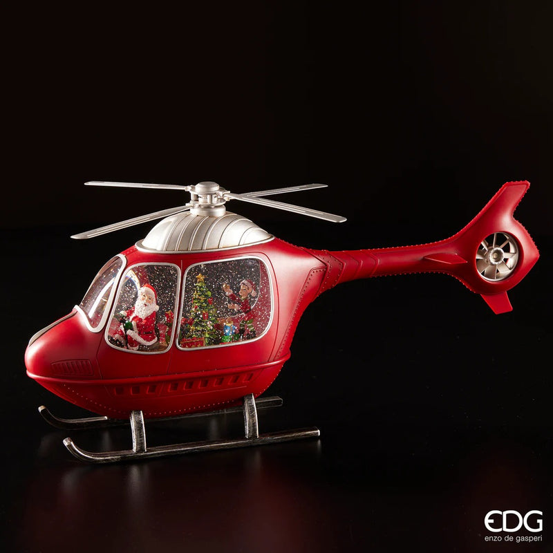 EDG Enzo De Gasperi Decoración Navideña Helicóptero Alt 23 Cm Long 47 Cm Anch 10,5 Cm Música Mov. Led Rojo