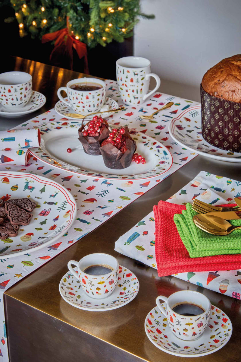 tognana tognana servizio natale 6 tazze da caffe con piattino atollo candy bianco rosso ean 8056444339659