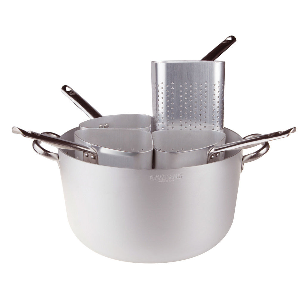 AGNELLI Casseruola D 36 cm con 4 Colapasta a Spicchio – Pentola Multifunzione per Pasta e Verdure