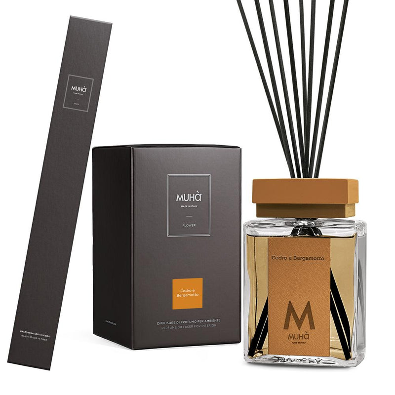 Muhà Luxe Perfume Difusor Ambiente con Varitas Cedro y Bergamota 500 Ml