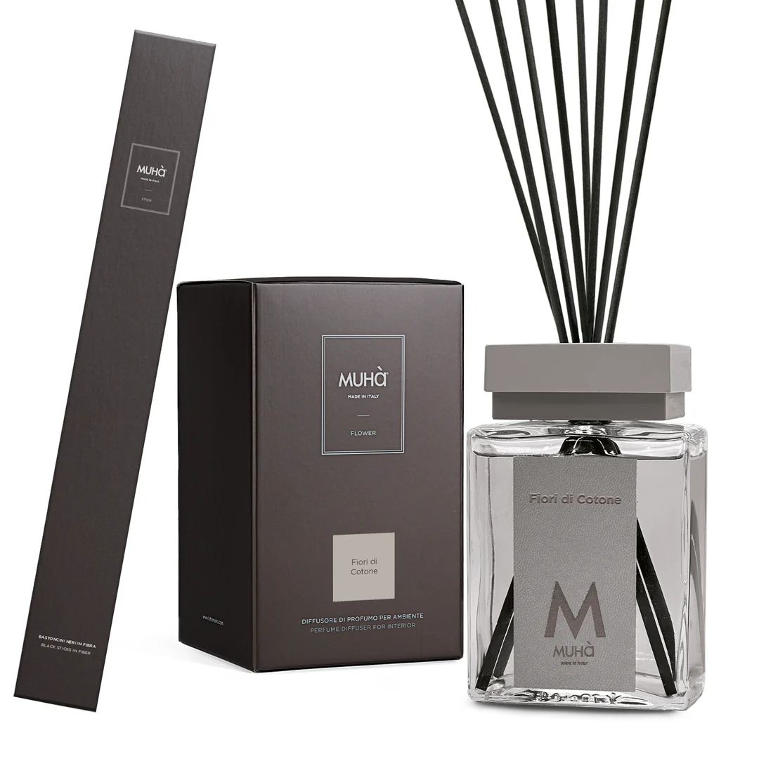 Muhà Luxe Perfume Difusor de Ambiente con Palitos Flores de Algodón 1.000 Ml