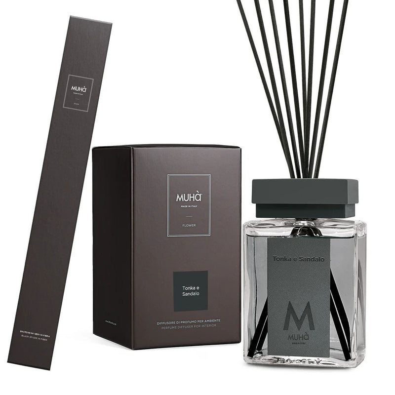 Muhà Luxe Difusor de Ambiente con Varillas Tonka y Sándalo 500 Ml