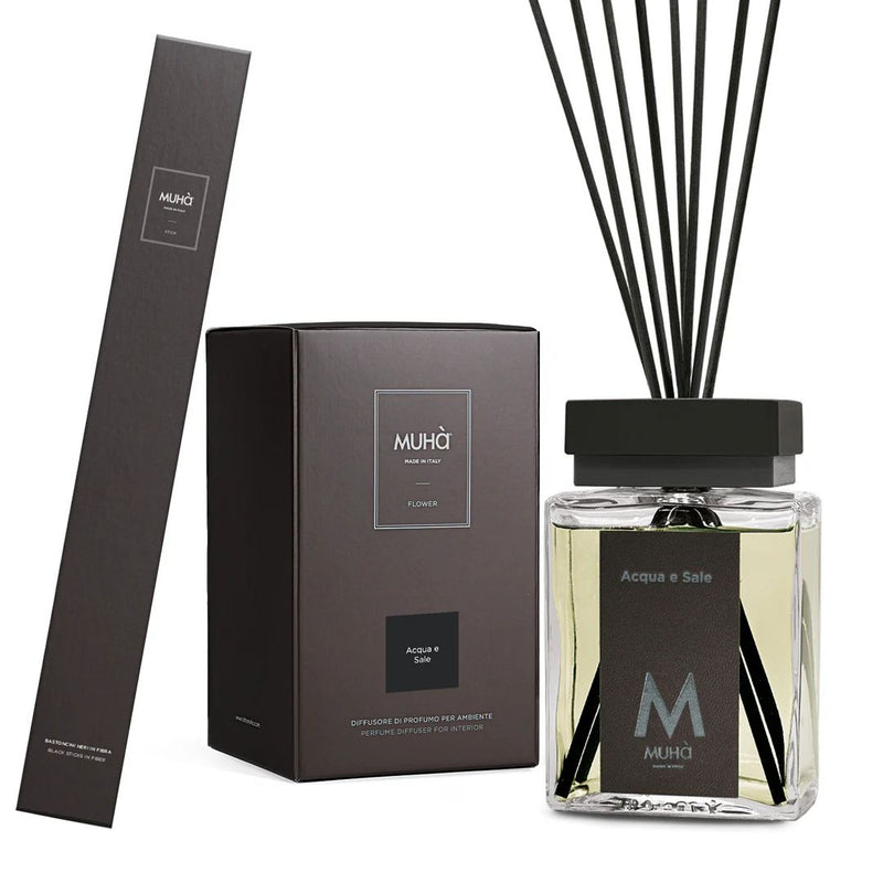 Muhà Luxe Perfume Difusor de Ambiente con Varillas Agua y Sal 500 Ml