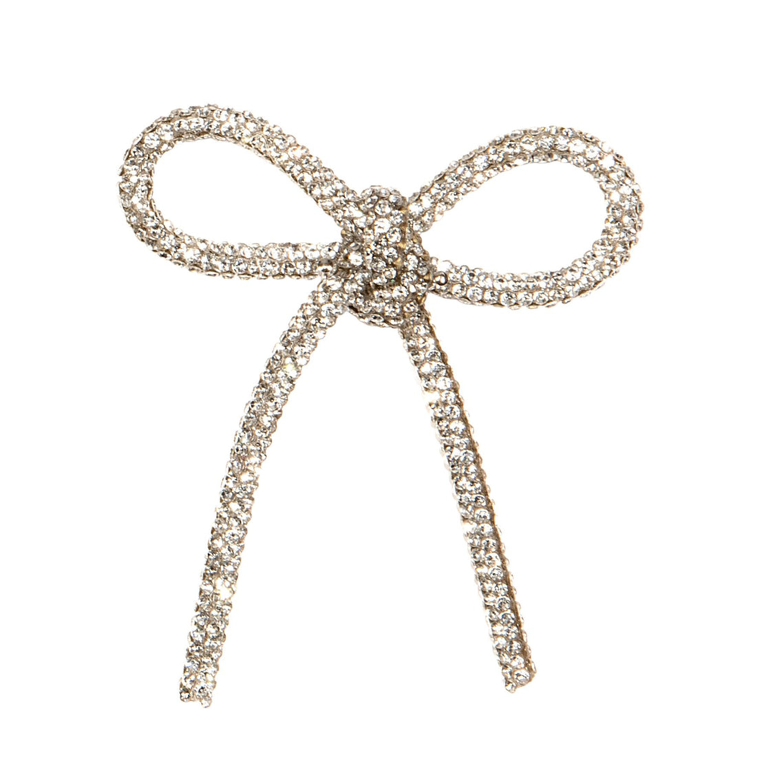 Piovaccari Lazo Navideño Bows with Diamonds Plata 6,5xH7 cm – Lazo Decorativo con Diamantes para Árbol de Navidad, Adornos y Envoltorios de Regalo