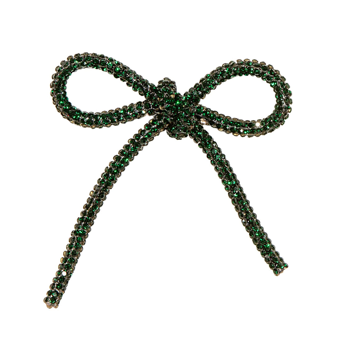 Piovaccari Lazo Navideño Bows with Diamonds Verde Oscuro 6,5xH7 cm – Lazo Decorativo con Diamantes para Árbol de Navidad, Adornos y Envoltorios de Regalo