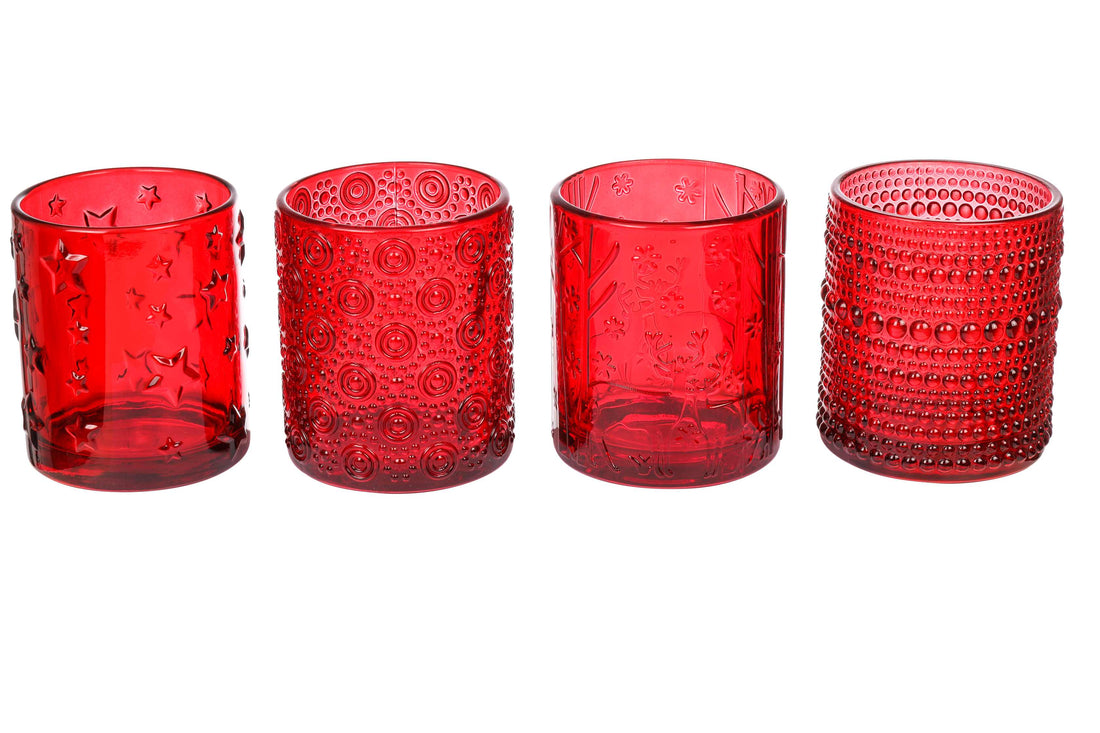 ARPIMEX Vasito Portavelas Navidad D 8,8 Cm H 10 Cm Surt. Vidrio Rojo 1 Pz