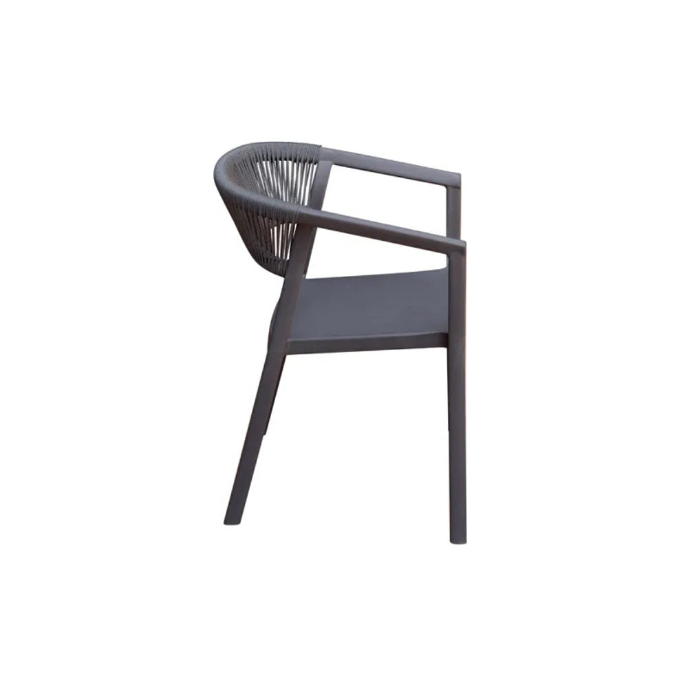 Moia Greenwood Poltrona Silla Lione en Polipropileno con Cuerda Antracita – Silla Outdoor Apilable Resistente a los Rayos UV