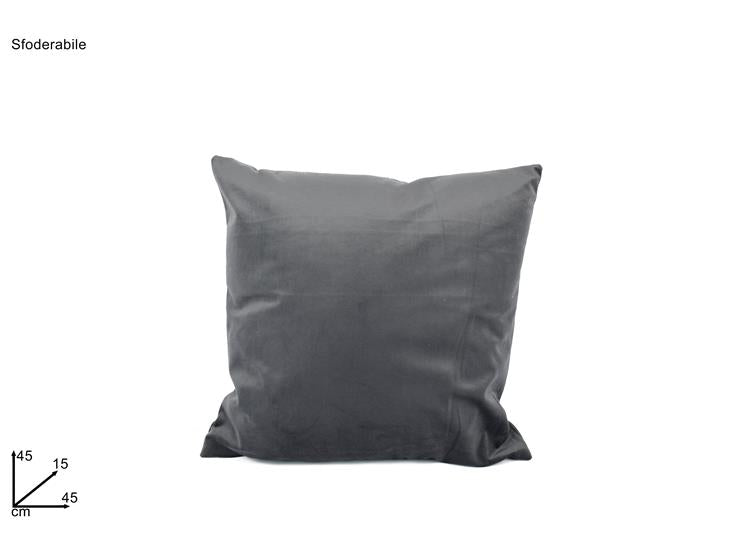 DUE ESSE DISTRIBUZIONI Cuscino Sfoderabile 45 x 45 Cm Velluto Grigio