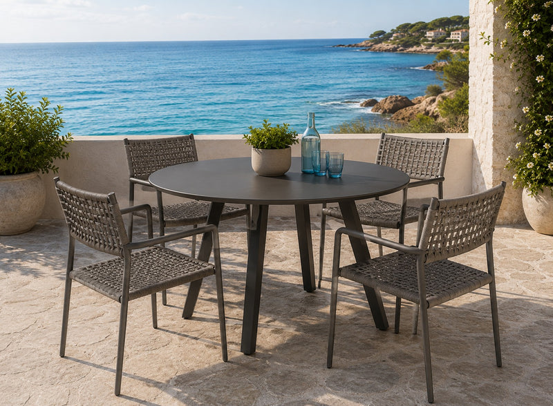 Moia Greenwood Mesa Redonda Alberese Aluminio Antracita Ø 120 cm