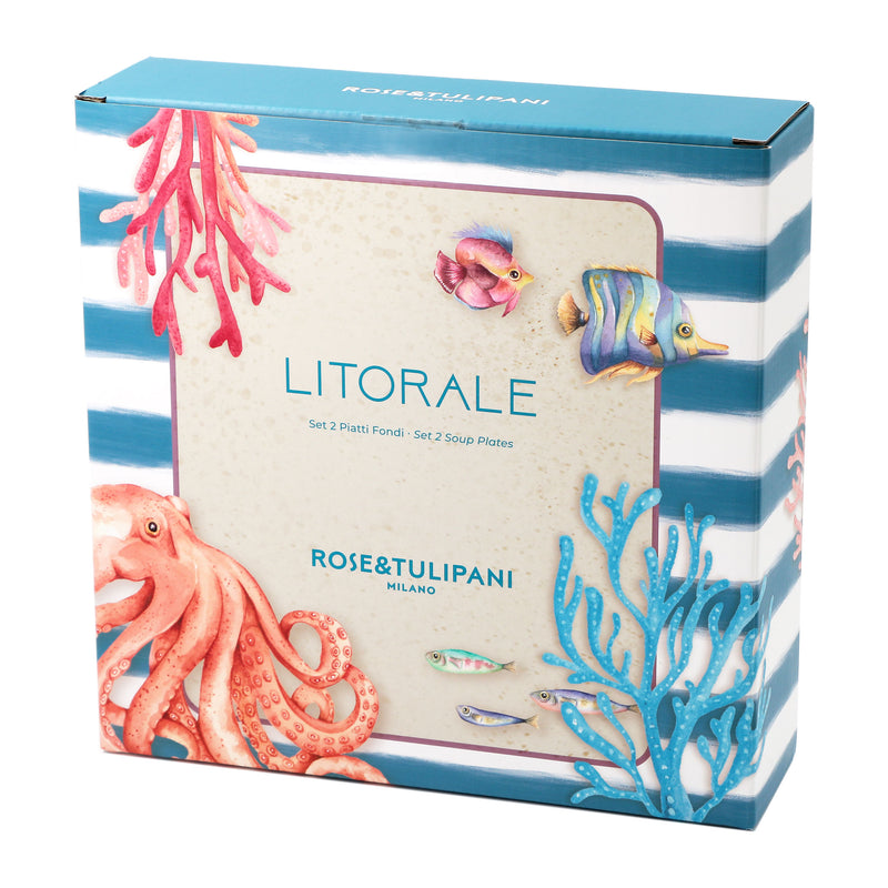 ROSE & TULIPANI Litoral Juego 2 Platos Hondos D 21 Cm Coral Alice Melamina