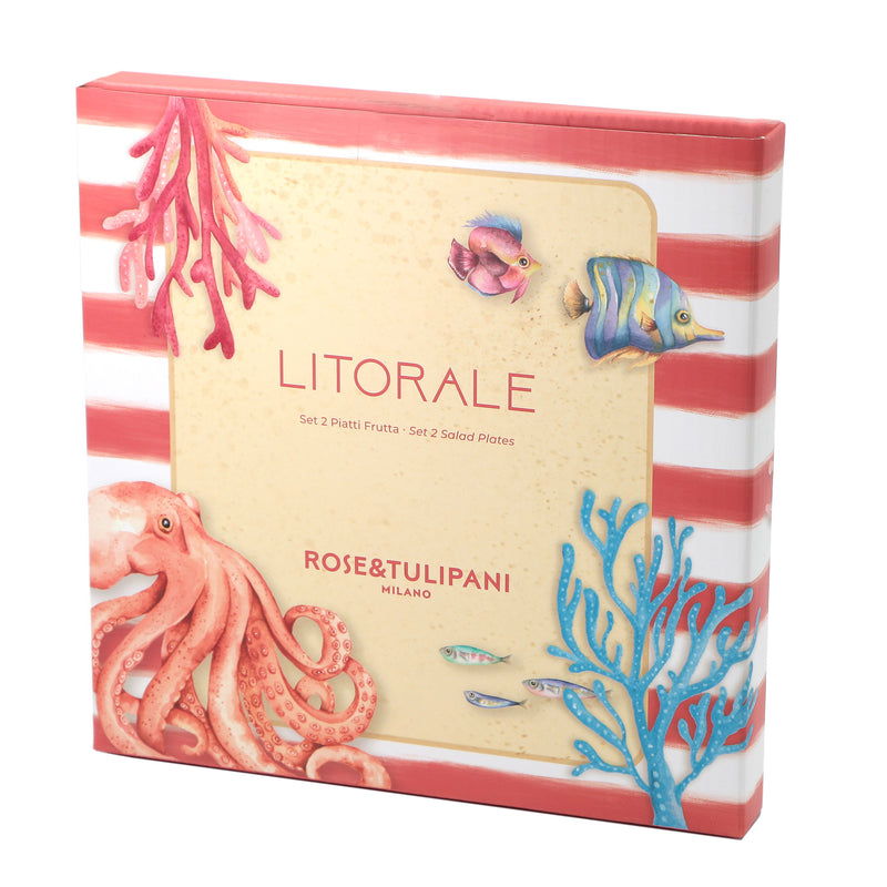 ROSE & TULIPANI Set 2 Platos Fruta Litoral D 21 Cm Pez Ángel Melamina