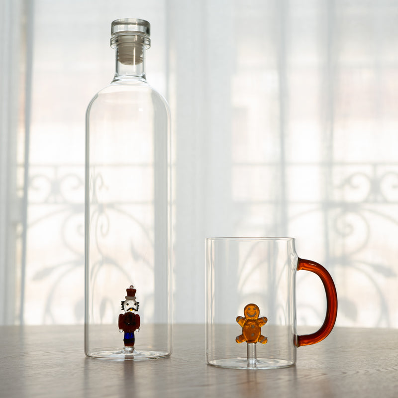 Taza de Vidrio Borosilicato WD LifeStyle Cc 420 Ml Decoración Muñeco Pan de Jengibre Navideño