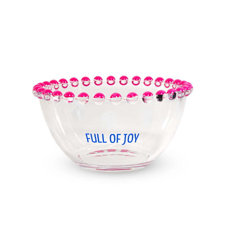 Set de 2 Cuencos de Vidrio WD LifeStyle 500 ml Decoración "Start Fresh" y "Full of Joy" Rosa Azul