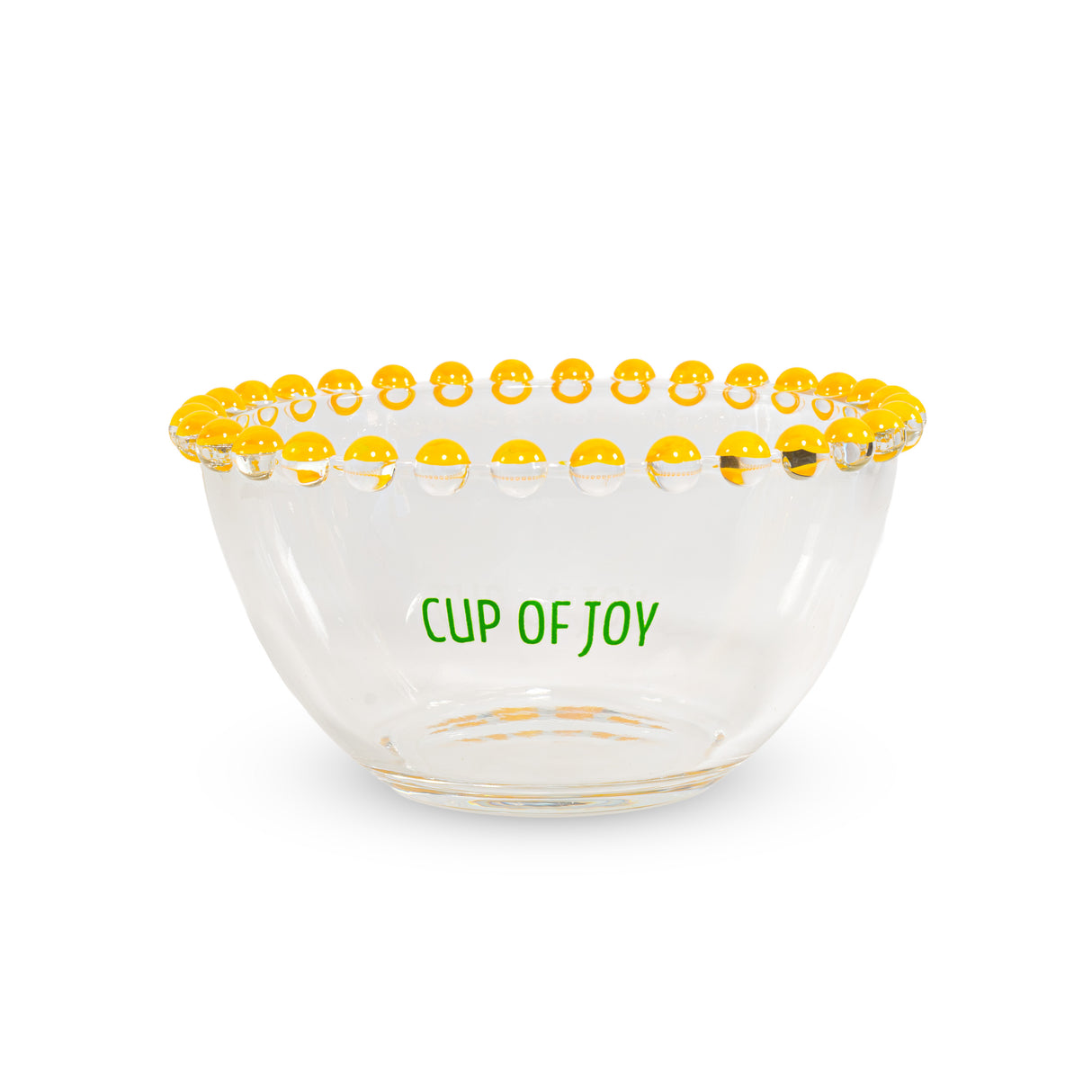WD LifeStyle Set 2 Cuencos 500 Ml en Cristal Decoración "Cup of joy" y "Cup of peace" Amarillo Verde
