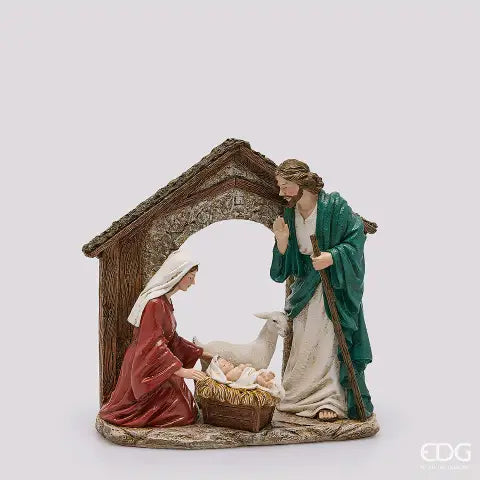 EDG Enzo De Gasperi Natività Natalizia H30x31x13 cm Verde Rosso – Decorazione di Natale
