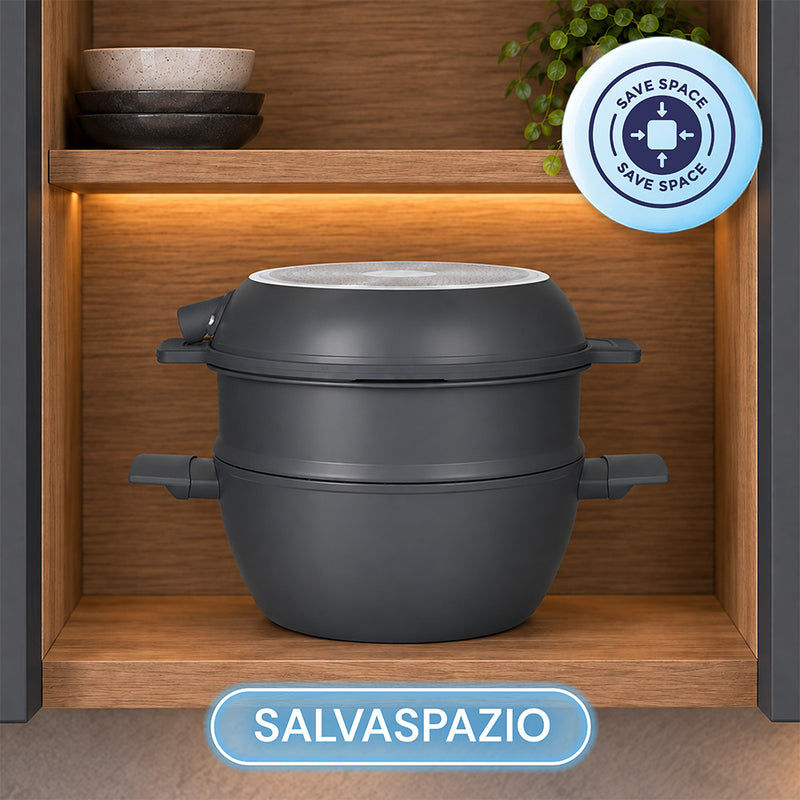 Tognana Batteria di Pentole 11 Pezzi Modulo Dark Grey in Alluminio Beige – Set Pentole e Casseruole per la Cucina