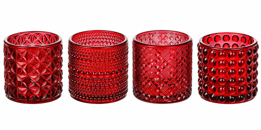 ARPIMEX Frascos de Vidrio Portavelas D 7 Cm H 6,8 Cm Rojo Mix 4 Uds