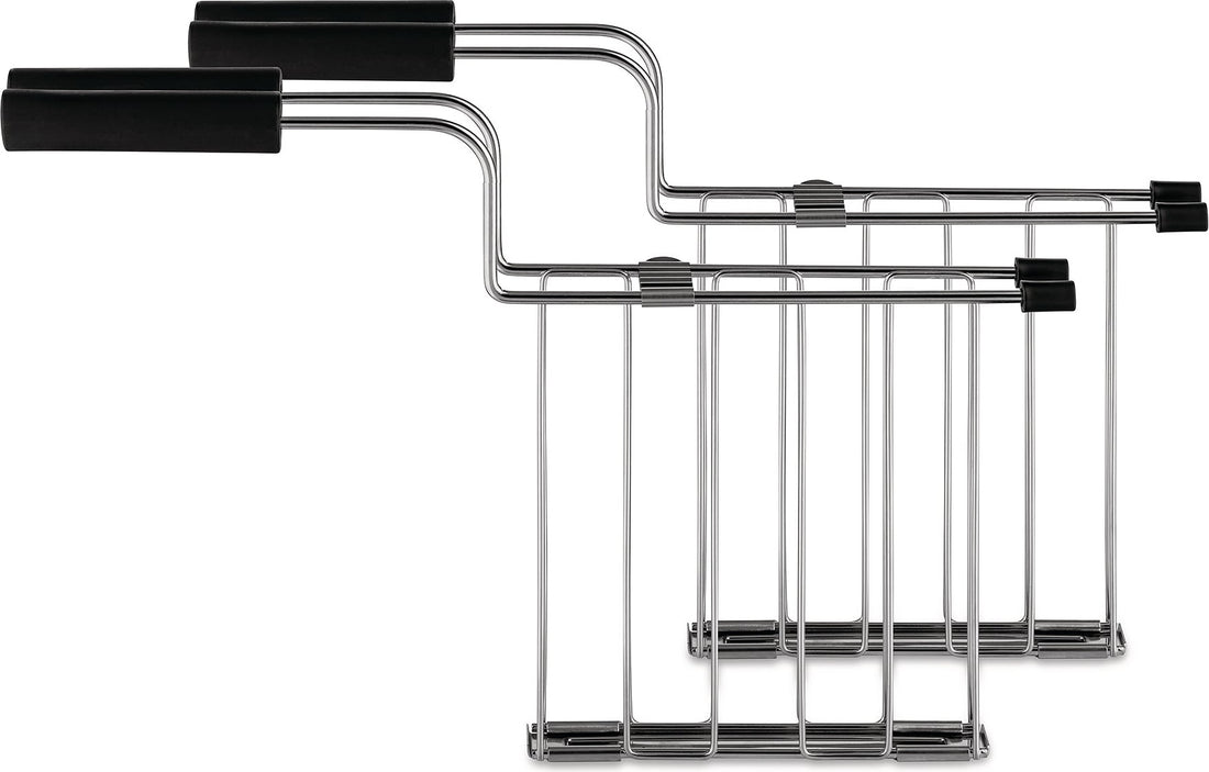 Alessi Toru, 2 Pinzas para Tostadora Negras en Acero Inoxidable y Resina Termoplástica