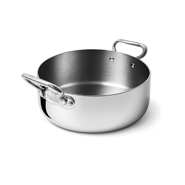 AGNELLI Cazuela Baja Aluinox 3Ply Acero Inoxidable Brillo 32x12 cm 2 Asas