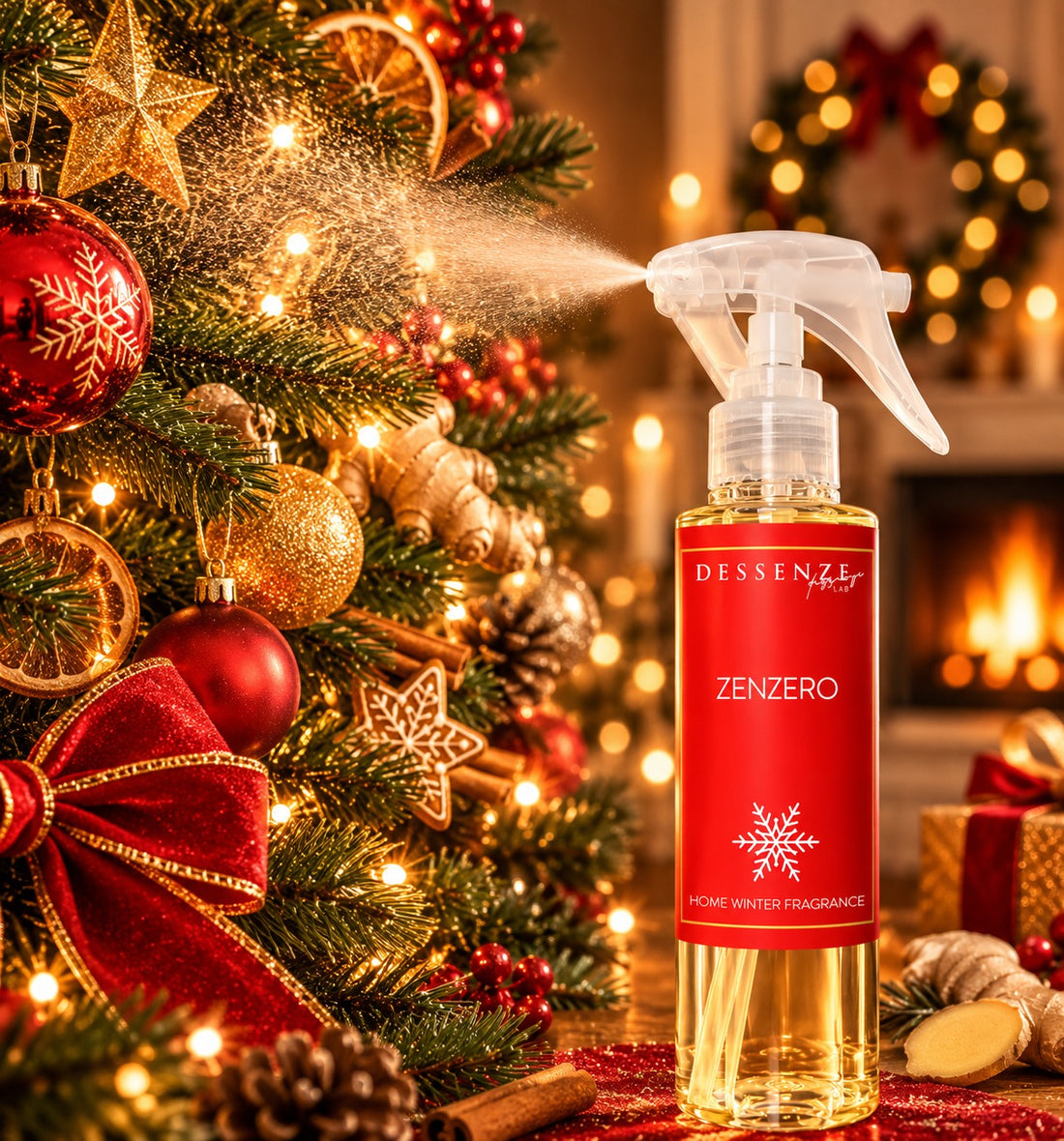 DESSENZE Perfume para Árbol de Navidad Christmas Spray de Jengibre 100 ml – Spray Perfumado Navideño