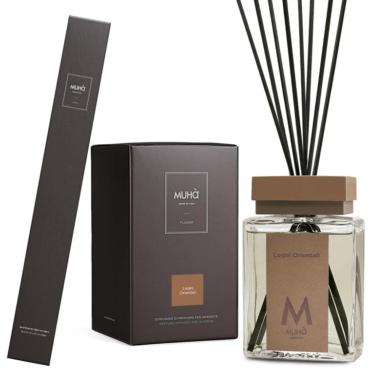 Muhà Luxe Perfume Difusor Ambiente con Palitos Madera Maderas Orientales 1.000 Ml