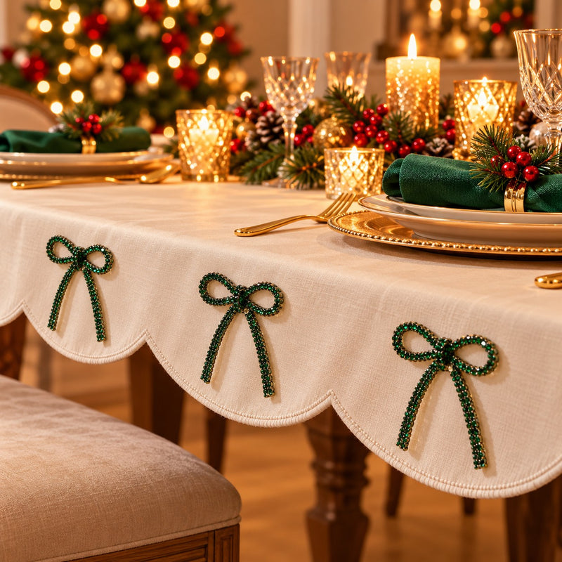 Piovaccari Lazo Navideño Bows with Diamonds Verde Oscuro 6,5xH7 cm – Lazo Decorativo con Diamantes para Árbol de Navidad, Adornos y Envoltorios de Regalo