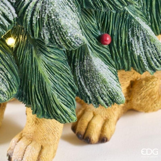 EDG Enzo De Gasperi Perro con Pino LED H57x36x34 cm Verde Mix – Decoración Navideña Luminosa