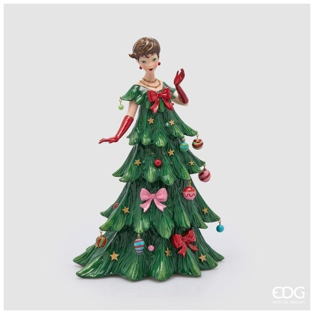 EDG Enzo De Gasperi Lady Pino Natalizia H41 cm Verde Mix – Decorazione di Natale