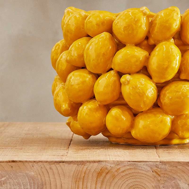 EDG Enzo De Gasperi Jarrón Chakra Limones H 19 Cm D 28 Cm 36 Frutos Amarillo
