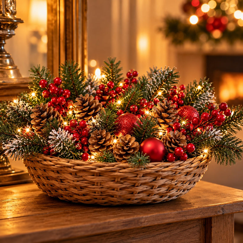 Piovaccari Caja con 50 Piñas Naturales Ø4 cm – Piñas Decorativas para Árbol de Navidad, Adornos Navideños, Centros de Mesa y Manualidades