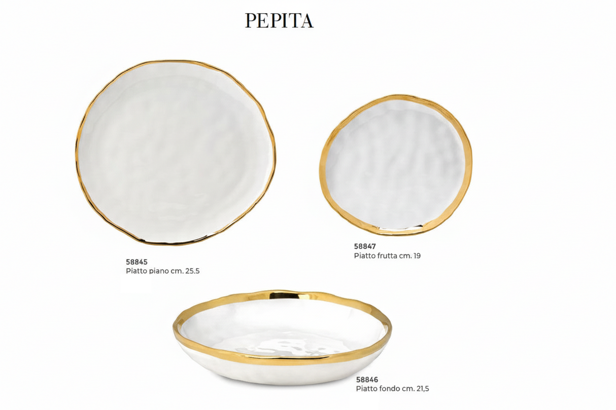 Fade Pepita Piatto Fondo D 21,5 Cm Porcellana Bianco Oro