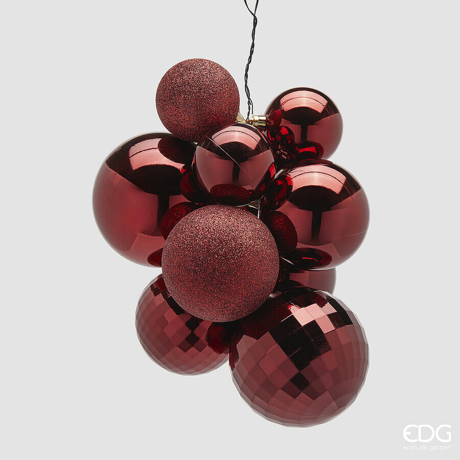edg enzo de gasperi edg enzo de gasperi addobbo di natale grappolo mirrormix 10 pz burgundy ean 8059824533043