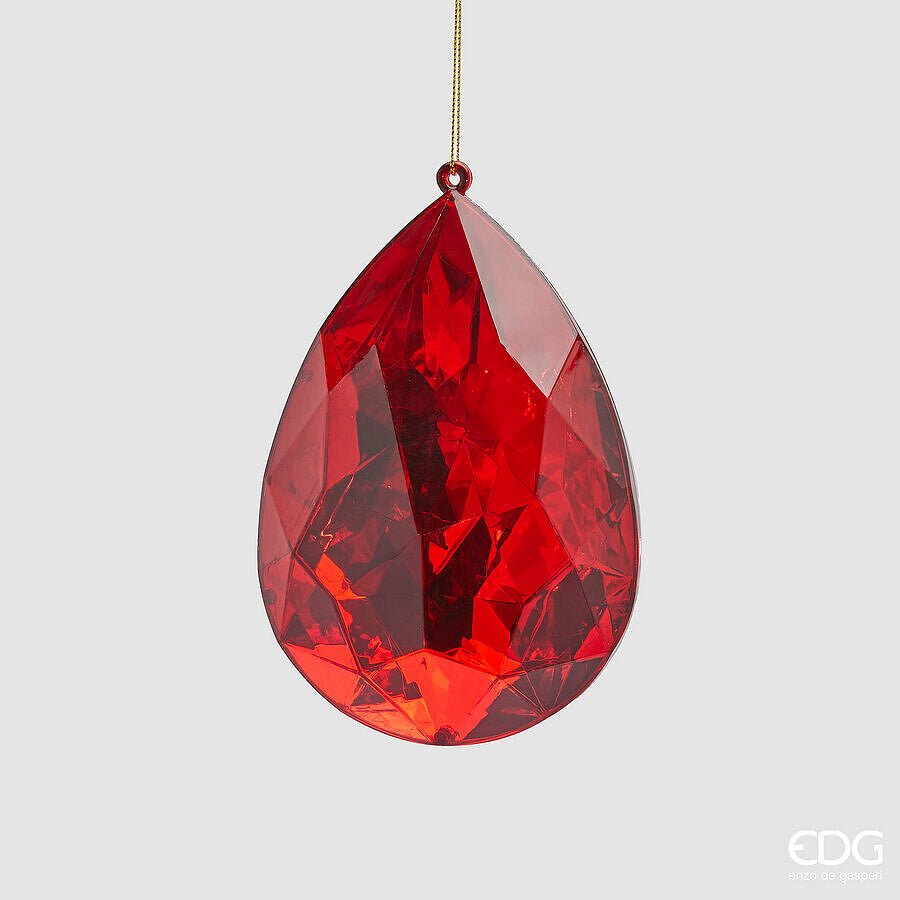 edg enzo de gasperi edg enzo de gasperi decoro diamante goccia di natale da appendere h 15 cm l 10 cm l 6 cm pp red ean 8059824534422