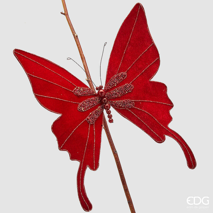 edg enzo de gasperi edg enzo de gasperi decoro natale farfalla con clip d 33 cm burgundy ean 8059824510976