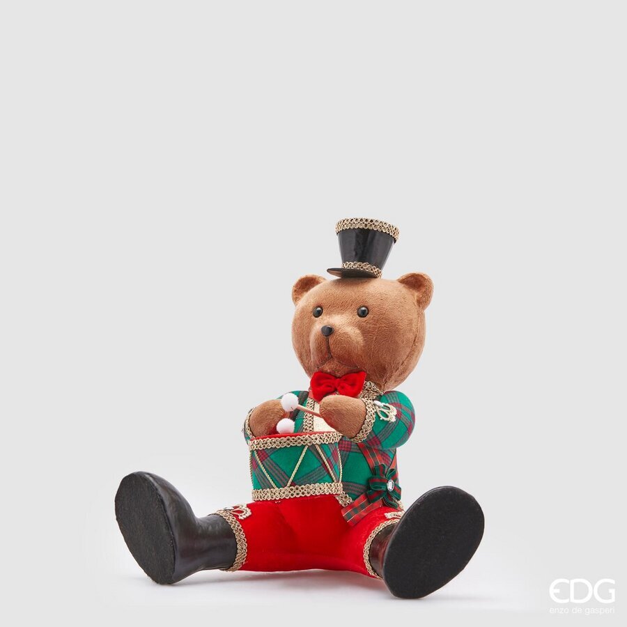 edg enzo de gasperi edg enzo de gasperi orso noel nutcrak natalizio con tamburo h 43 cm 44 x 35 cm verde rosso ean 8059824303547