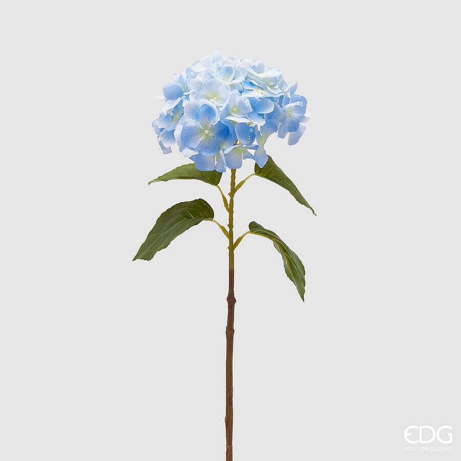 edg enzo de gasperi edg enzo de gasperi ortensia ramo con foglie h 70 cm pianta artificiale colore celeste ean 8059824440570
