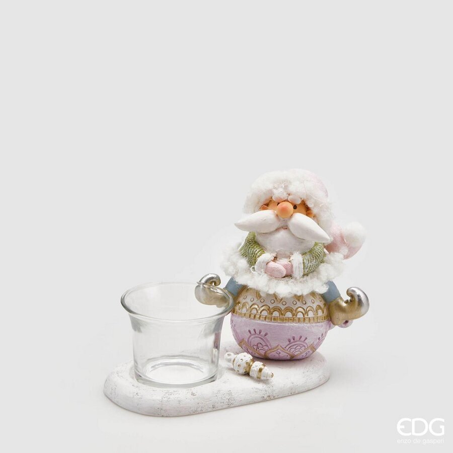 edg enzo de gasperi edg enzo de gasperi portacandela babbo natale deco h 12 cm scatola regalo green pink ean 8059824183439