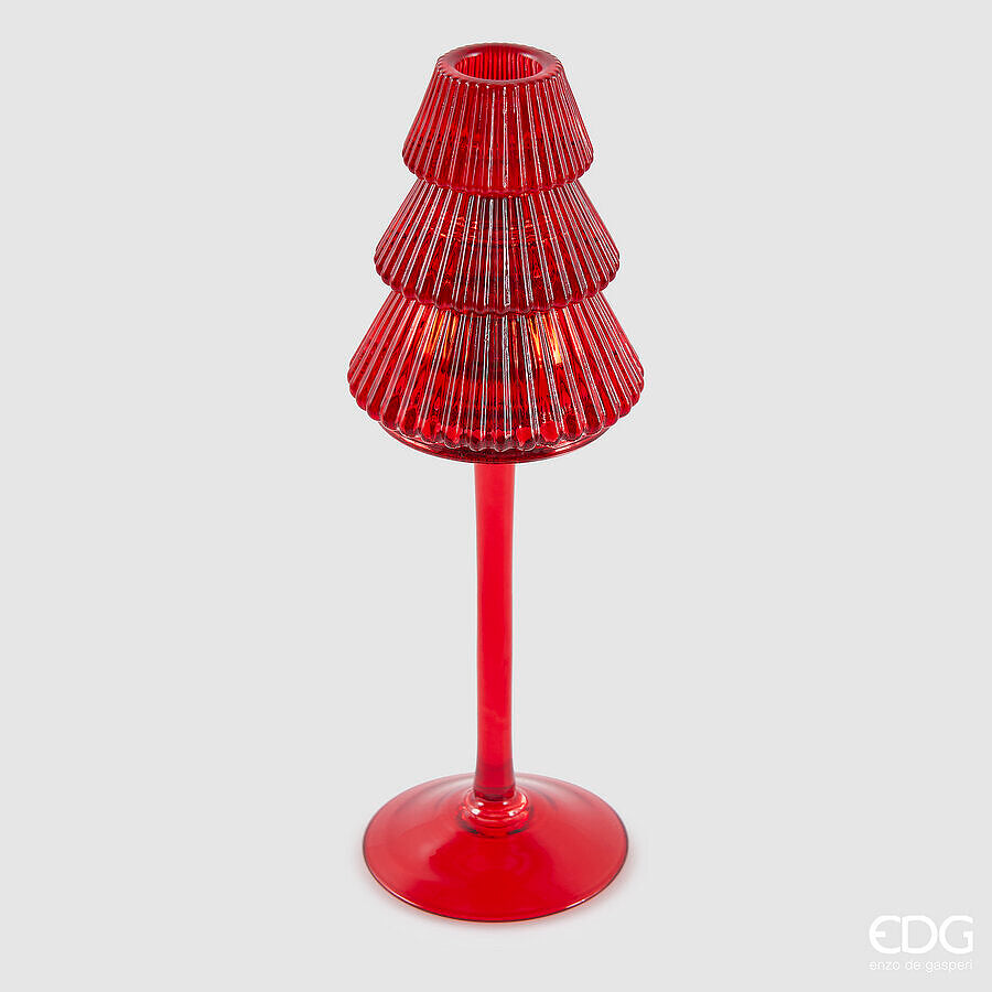 edg enzo de gasperi edg enzo de gasperi portacandela pino di natale h 25 cm d 8 cm piede calice red ean 8059824548726