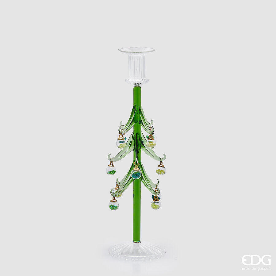 edg enzo de gasperi edg enzo de gasperi portacandela pino di natale h 32 cm d 9 cm green ean 8059824572035