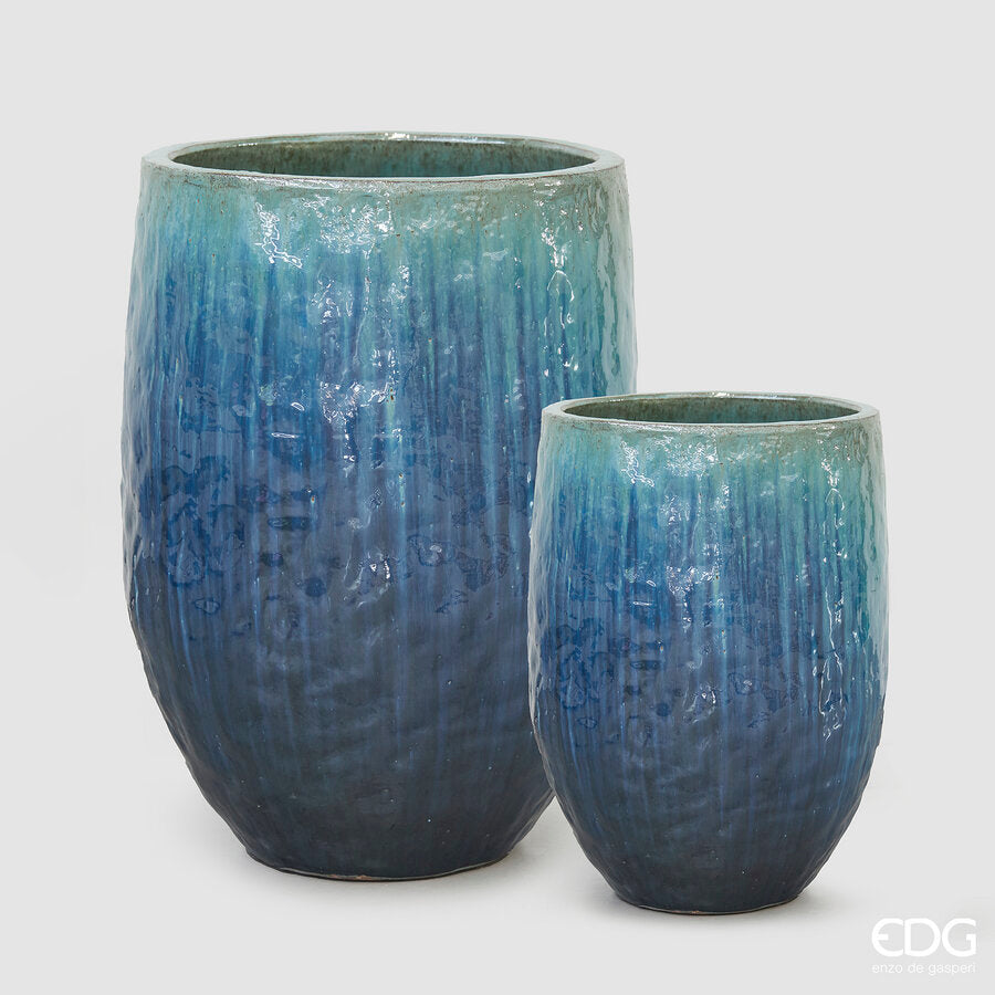 edg enzo de gasperi edg enzo de gasperi set 2 vasi saigon bombati h 52 cm d 38 cm h 74 cm d 54 cm aqua ean 8059824599728