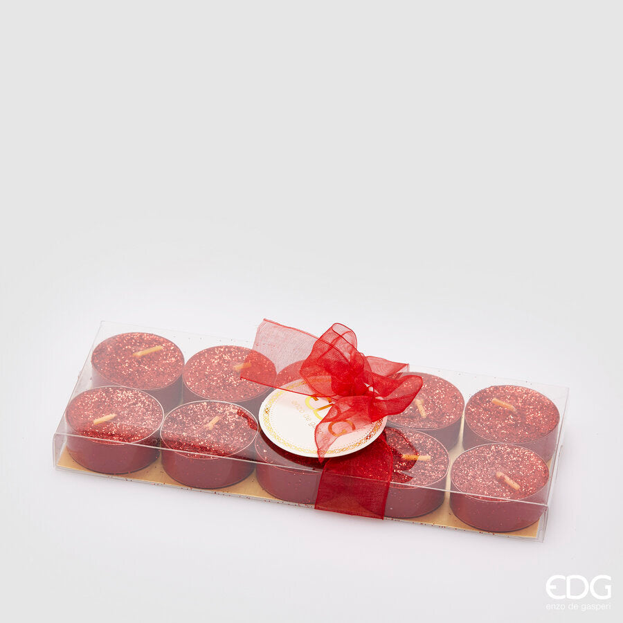 edg enzo de gasperi edg enzo de gasperi tealight glitterate h 12 cm d 38 cm cf 10 pz red ean 8031295524638
