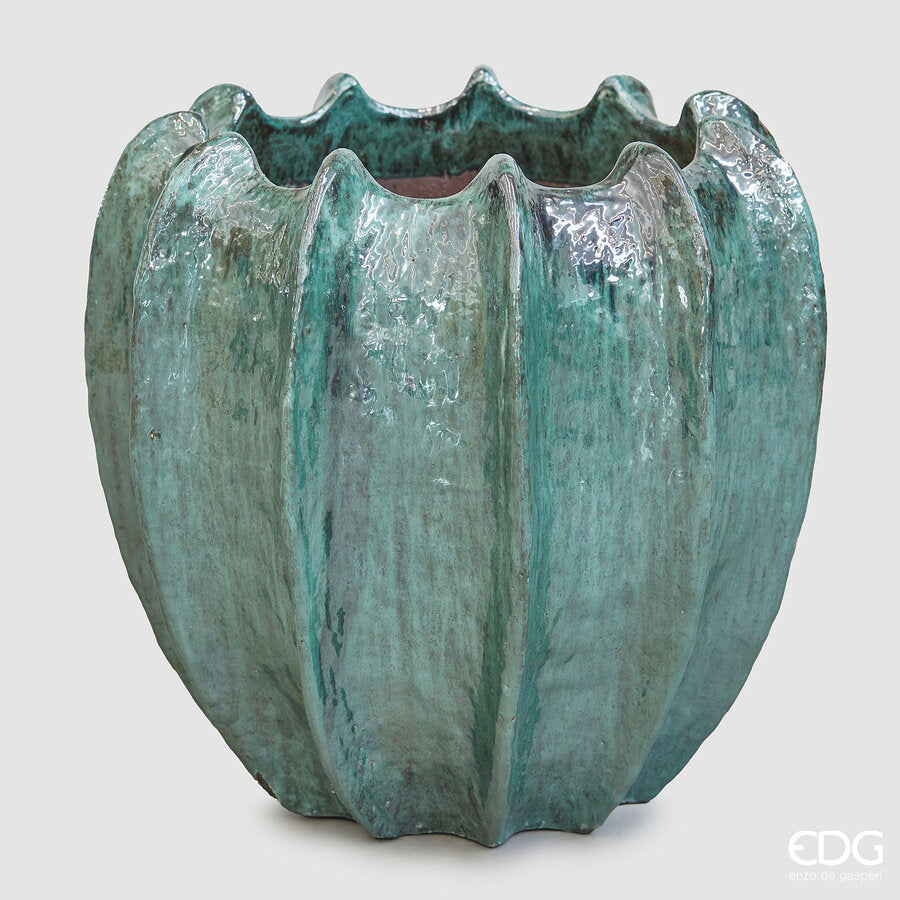 edg enzo de gasperi edg enzo de gasperi vaso spicchi bombato h 62 cm d 65 cm turquoise ean 8059824599711