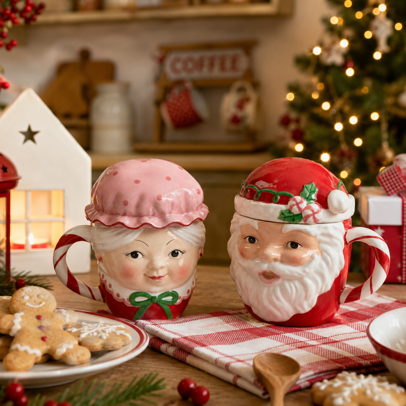 EDG Enzo De Gasperi Taza Papá y Mamá Navidad H 14 Cm D 11 Cm 1 Pz Multicolor