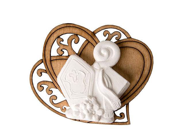 Gesso Cresima Cuore Etm bianco 5,5 cm: bomboniera cresima e segnaposto fai-da-te pronti all'uso. Acquista su L'Arcolaio.