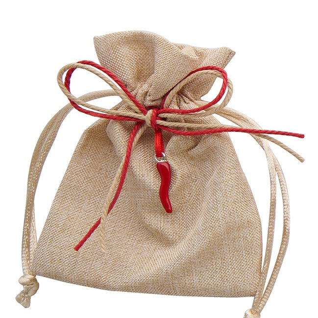 larcolaio larcolaio sacchetto juta 9x12 cm con corno laurea bomboniera elegante 12 pz ean 8059558631244